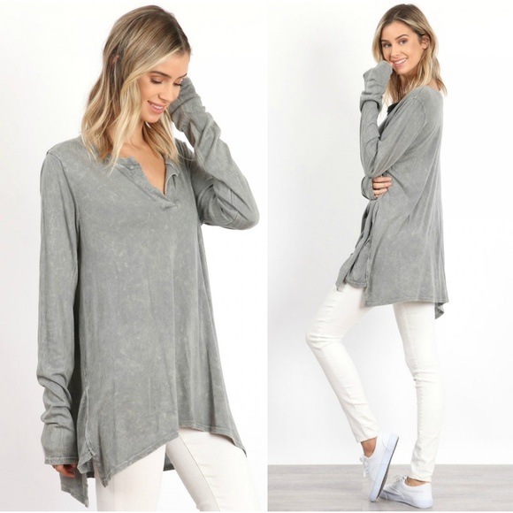 Tops - NEW Gray Dyed LS Top